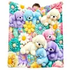 Manta de urso com estampa de desenho animado, feita sob medida, design impresso temático de anime DIY, adequada como manta de sofá para outono e inverno, e como manta de sofá