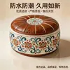 Puf de Almacenamiento con Estampado Floral Exótico Vintage, Gran Capacidad, Reposapiés para Sala de Estar, Taburete Redondo de Almacenamiento para Dormitorio