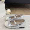 Zapatos Suaves de Brisa Nocturna con Faldas Estilo Pequeño Aroma Plata Mary Jane Zapatos de Mujer Aumento Interno Zapatos Planos Zapatos de Ballet para Mujer