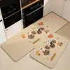 Tapete para Piso Específico para Cocina con Diseño de Gato de Dibujos Animados, Lavable, Absorbente de Agua y Aceite, Resistente a la Suciedad Doméstica y al Desgaste, Tapete de Piso de Tierra de Diatomeas