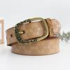Cinturón de Cuero Vintage con Hebilla Floral para Mujer, Cinturón de Cintura Ancho de Cuero Genuino, Estilo Retro