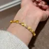 Pulsera de Flor de Diamante con Puntos Cepillados Dorados Brillantes Estilo Lin'Er para Mujer, Lujo Accesible y Joyería de Mano de Alto Gama Chapada en Oro Real