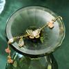 Estilo Palácio Vintage Método Antigo Esmalte Dourado Cor Flor Borboleta Pulseira Anel Colar Brincos Conjunto de Joias Femininas