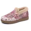 Zapatos de Algodón para Mujer de Invierno Estilo Chino Casual Bordados Estilo Étnico Con Felpa Térmica Antideslizantes Versátiles Slip-on Zapatos para Mamá