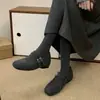 Zapatos de felpa de una sola tira estilo Chanel para mujer, aptos para usar en exteriores, nuevo modelo otoño e invierno 2026, con aumento interno de altura y forro cálido de algodón