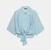 Moda Feminina Primavera 2026 Aliexpress Transfronteiriço Estilo Artístico Camisa Listrada com Detalhe de Nó 7969224
