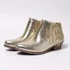Envío Gratis Primavera Nuevos Zapatos de Mujer Estilo Europeo y Americano de Tacón Medio, Punta Fina, que Aumentan la Altura, Cómodos, Versátiles Botas con Borlas, Resistentes al Desgaste, Antideslizantes Botas de Mujer