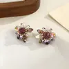 Brincos de Flor de Design de Nicho Frescos e Doces, Brincos de Cristal Colorido Pedra Natural, Brincos Versáteis e da Moda Atacado