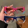 Estilo Francés de Pintura al Óleo Ojo de Gato Espejo Plano Marco de Gafas Artístico Transfronterizo Marco Grande Gafas con Filtro Extremo de Luz Azul