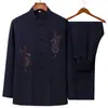 Traje Tang de Algodón y Lino para Hombre de Manga Larga para Abuelo de Mediana Edad y Mayor Ropa de Primavera y Otoño Estilo Chino Traje Delgado de Lino para Padre