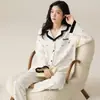Algodón Lycra Pijama de Manga Larga para Mujer 2026 Nuevo Primavera y Otoño Dibujos Animados Dulce Holgado Conjunto de Cardigan Ropa de Casa