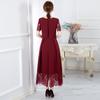 Elegante Vestido de Manga Corta con Adorno de Encaje para Otoño 2026 - Nuevo Estilo para Banquetes y Anfitrionas, Efecto Adelgazante