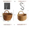 Cesta Tecida Nórdica Cozinha Cesta de Armazenamento de Gengibre e Alho Cesta Vintage de Parede Cesta Pequena Portátil para Flores Cesta Suspensa para Utensílios de Cozinha