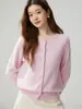 Cárdigan de cachemira con cuello redondo 2026 Otoño/Invierno Nuevo Estilo Hombro de sastre para mujer Capa base Estilo versátil Elegante Top de un solo botón