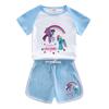 Roupa de Pônei Conjunto de Verão para Meninas 2023 Novo Verão Infantil Camiseta de Manga Curta Shorts Pijama Fino