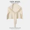 Chal Grande de Punto en Forma de T 100% Lana Australiana para Mujer en Otoño e Invierno, Bufanda Cálida para el Cuello con Bufanda de Alta Gama