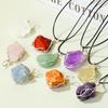 Venta Caliente Transfronteriza Piedra Amatista Natural Colgante de Seda Hecho a Mano Red Tejida Collar Wearby Cadena Joyería Colgante