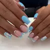 Autocolantes de Unha Prontos para Usar, Estrela Diamante Azul e Rosa Vendidos em Massa Transfronteiriça, Unhas Usáveis Modernas e Estilosas, 24 Peças
