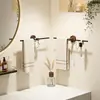 Toallero para baño, estante de almacenamiento sin taladro, estante de pared para baño, barra de toalla de una sola barra, colgador de pantuflas, barra de almacenamiento