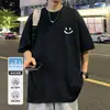 2026 Verão Novo Estilo de Hong Kong Camiseta de Seda de Gelo Manga Curta Masculina Tendência Camada Base Superior Estampa de Casal Top com Sensação Fresca