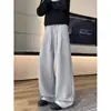 Pantalones deportivos de estilo americano con bordado pesado y dobladillo curvo para hombre, marca de moda, pantalones deportivos holgados de pierna ancha, pantalones casuales
