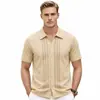 Comercio Exterior Transfronterizo Ropa de Hombre Verano Hombres Tejido de Punto Hueco Estilo Europeo y Americano Solapa Manga Corta Cárdigan Camisa Polo Sj0065