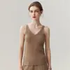 Camisola sin mangas de cachemir para mujer con cuello en V, top interior acanalado ajustado, nuevo suéter de otoño e invierno, moderno