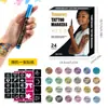 Pluma de tatuaje facial de venta caliente transfronteriza, marcador acrílico lavable con punta suave, adecuada para fiestas navideñas y pintura corporal