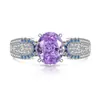 Xiaohongshu Douyin Más Vendido Anillo de Huevo de Paloma con Corte de Flor de Hielo de Piedra Preciosa de Color Incrustado con Anillo de Diamante de Alto Carbono Brillante Transmisión en Vivo