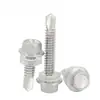 Tornillo autorroscante de acero inoxidable 316 con cabeza hexagonal exterior y arandela de goma PVC, tornillo autorroscante autoperforante M5.5