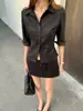 Camisa de Lino de Manga Media para Mujer 2026 Verano Nuevo Estilo Camisa de Arrugas Naturales Top que Ceñe la Cintura