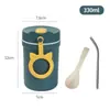 Taza de Desayuno para Estudiantes Taza Portátil de Gachas para Oficinistas con Cuchara Taza de Té Taza con Popote Antiderrames de Acero Inoxidable 304 Taza Práctica