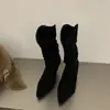 Botines de tacón alto para mujer, botines cortos de estilo francés, botas de punta de moda y populares, elegantes y chic, nueva colección 2025 de botas Martin