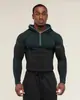 Camisa esportiva de manga comprida masculina GYMSHARK/ONYX5, com zíper parcial, justa, de secagem rápida, respirável, em estoque na fábrica, transfronteiriça