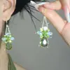 Pendientes de Borla Huecos con Forma de Gota de Agua Incrustados con Diamante y Aguja de Plata de Estilo Étnico, Pendientes de Nicho Modernos y Versátiles, Pendientes de Lujo Ligero y de Alta Gama