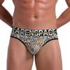 Ropa interior en forma de T con estampado de leopardo de comercio exterior europeo y americano, ropa interior sexy para hombre, cintura baja, nailon transpirable, tanga sexy estampada para hombre