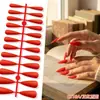 Puntas de Uñas Europeas y Americanas de Moda de Gama Alta Mate de Punta Larga, Colección de Color Sólido, Piezas para Uñas, 24 Piezas