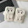 Luvas Infantis de Pelúcia Cartoon Sem Dedos com Estampas de Animais, Quentes e Espessas, Adequadas para Alunos Escrevendo, Luvas de Cinco Dedos à Prova de Vento e Resistentes ao Frio