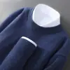 Nuevo Suéter de Lana para Hombre Otoño e Invierno, 100% Lana Pura, Jersey de Cuello Redondo, Corte Holgado, Talla Grande, Suéter de Cachemira Tejido