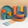 Comércio Exterior Transfronteiriço Amazon Conjunto de Louças de Palha de Trigo Tigela de Sopa Prato Copo Garfo de Frutas Faca Hashi Louças Presente
