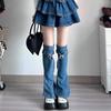 Tirantes de calcetín retro de mezclilla para chica hot millennial, calcetines acampanados apilados, accesorios para moldear las piernas, calentadores de piernas Y2K modernos de subcultura