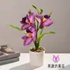 Flores Artificiales de Cattleya de Tres Cabezas tipo Bonsái para Decoración de Sala de Estar, Estudio, Escritorio de Oficina, Venta al por Mayor