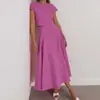 Conjunto de Saia de Algodão de Cintura Alta de Comprimento Médio para Mulheres, Venda Quente de Comércio Exterior com Gola Redonda e Manga Curta, Conjunto de Duas Peças Fashion para o Dia a Dia