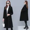 Abrigo de Lana Cálido para Otoño Invierno Mujer Longitud Media Simple Manga Larga Abrigo de Lana para Mujer Largo