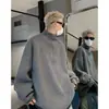 Suéter de Tricô Pesado Meia-Zip Estilo Americano para Homens, Temporada de Outono, Elegante e de Alto Padrão, Jaqueta com Gola Alta, Suéter Pulôver Solto de Marca Tendência