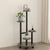 Estante de Flores Push-Pull para Sala de Estar Interior, Soporte para Macetas para Balcón, Estante de Flores de Hierro Forjado para Uso Doméstico, Estante de Almacenamiento Simple de Múltiples Niveles de Pie