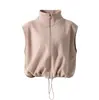 Colete com Zíper Gola Alta de Veludo Ollie Personalizado Transfronteiriço Feminino Outono Inverno Esportivo Quente Casual Jaqueta Colete Sem Manga Plus Velvet