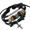 Pulsera de cuero genuino de moda al por mayor pulsera de cuero de vaca con cuentas pulsera europea y americana comercio exterior pulsera de cuero de pedido original