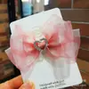 Acessórios de cabelo infantis novos e fofos de fio de bolinhas para o início da primavera, presilha de cabelo doce com laço de princesa, clipe de diamante para franja de menina