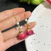 Aretes de Botón Estilo Mori Suave Diseño Super Hada Retro Rosa Eterna Flor Real Aretes de Niña Suave Elegante